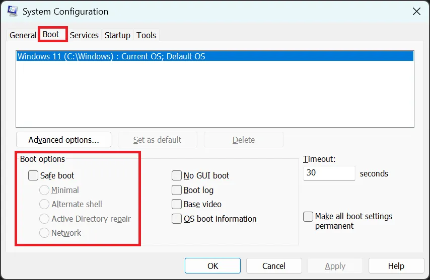 Run window with "msconfig" written to the text field